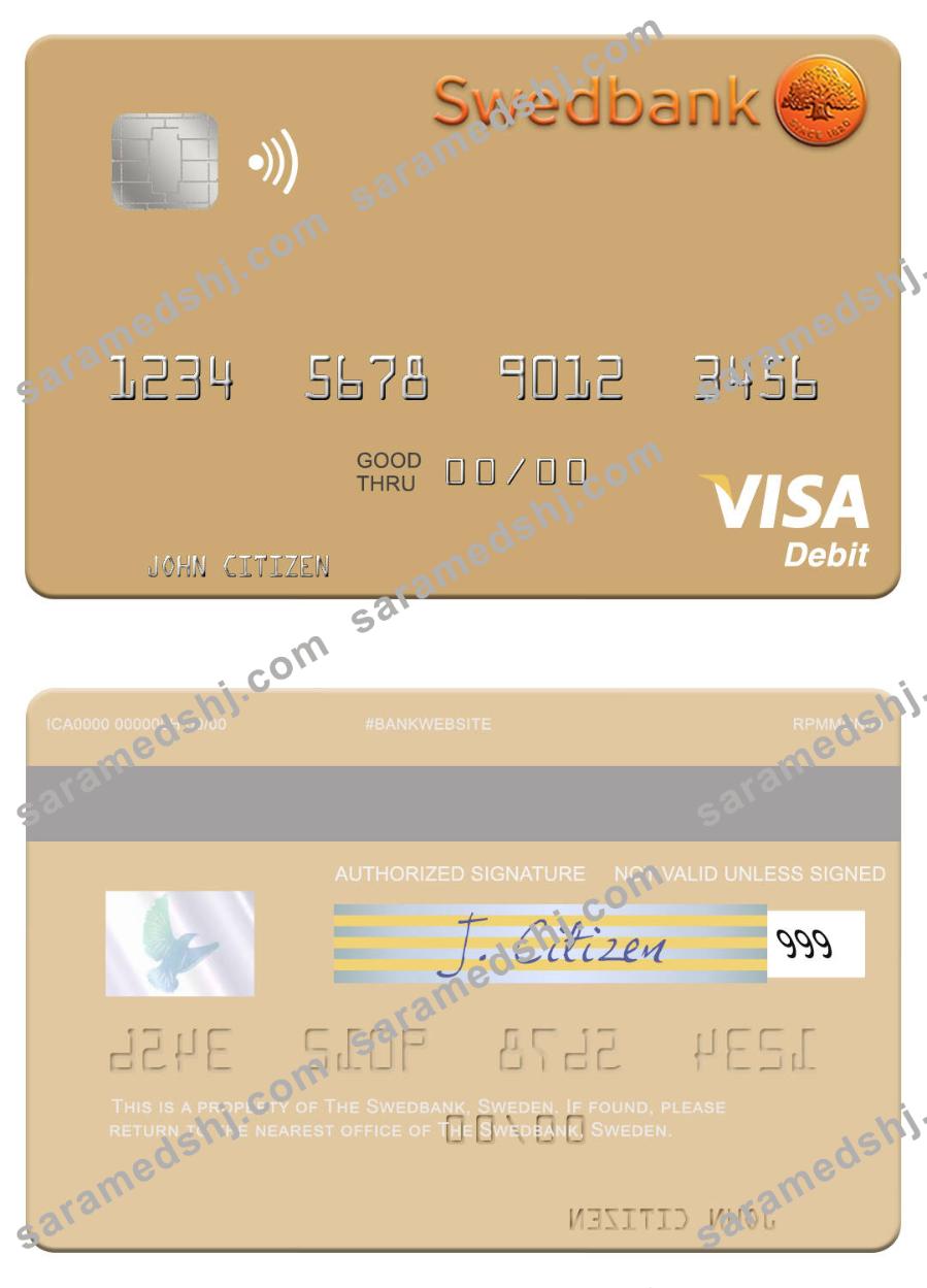 Sweden Swedbank visa debit card